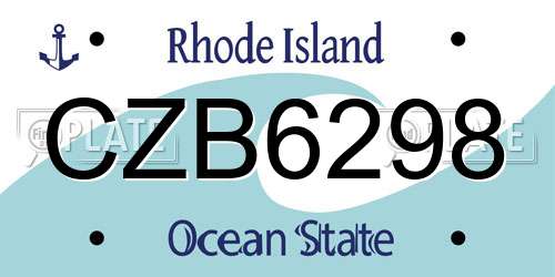 CZB6298 Rhode Island License Plate