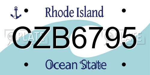 CZB6795 Rhode Island License Plate