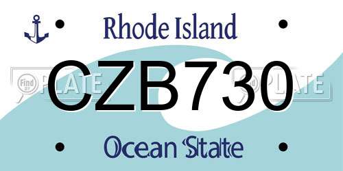 CZB730 Rhode Island License Plate
