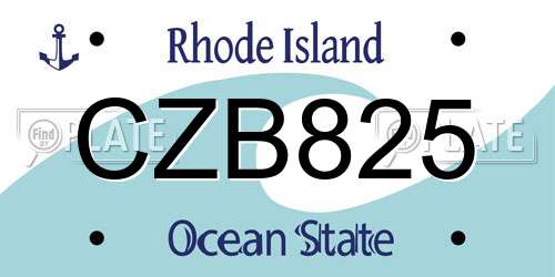 CZB825 Rhode Island License Plate