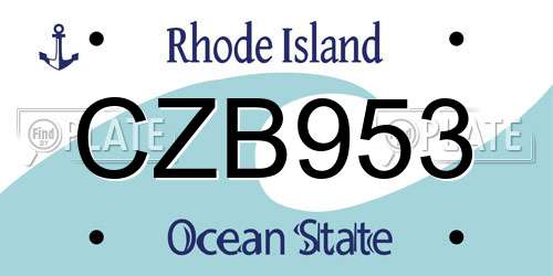 CZB953 Rhode Island License Plate