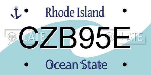 CZB95E Rhode Island License Plate