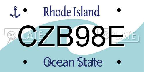 CZB98E Rhode Island License Plate