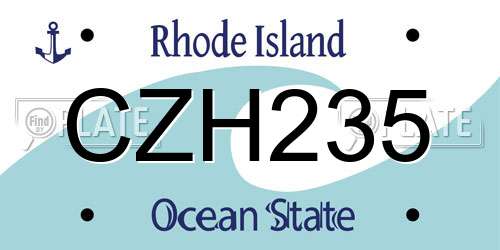CZH235 Rhode Island License Plate
