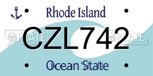 CZL742 Rhode Island License Plate