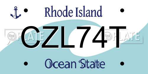 CZL74T Rhode Island License Plate