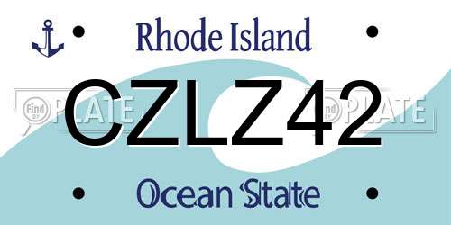 CZLZ42 Rhode Island License Plate