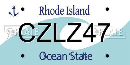 CZLZ47 Rhode Island License Plate