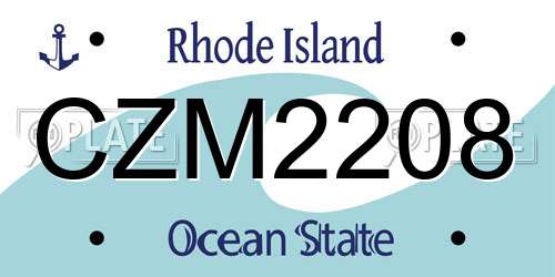 CZM2208 Rhode Island License Plate