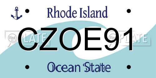 CZOE91 Rhode Island License Plate