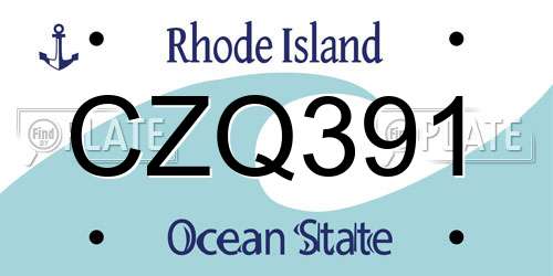 CZQ391 Rhode Island License Plate