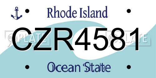 CZR4581 Rhode Island License Plate