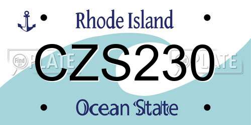 CZS230 Rhode Island License Plate