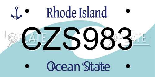 CZS983 Rhode Island License Plate