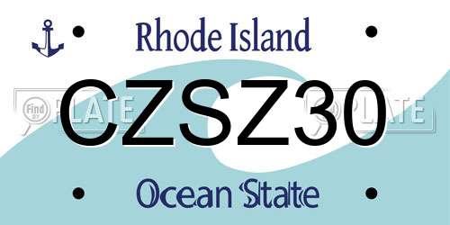 CZSZ30 Rhode Island License Plate
