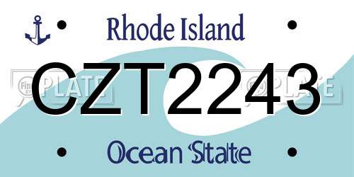 CZT2243 Rhode Island License Plate