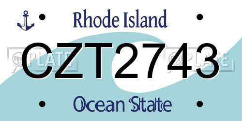 CZT2743 Rhode Island License Plate