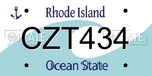 CZT434 Rhode Island License Plate