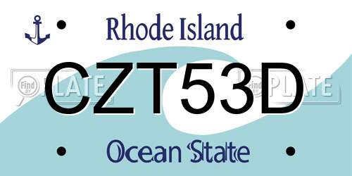 CZT53D Rhode Island License Plate