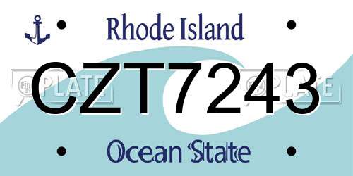 CZT7243 Rhode Island License Plate