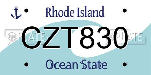 CZT830 Rhode Island License Plate