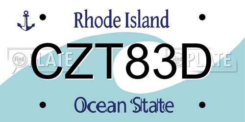 CZT83D Rhode Island License Plate