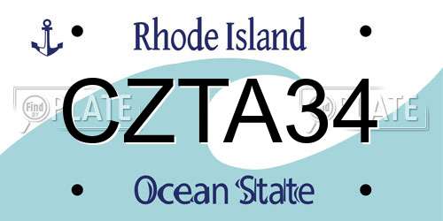 CZTA34 Rhode Island License Plate
