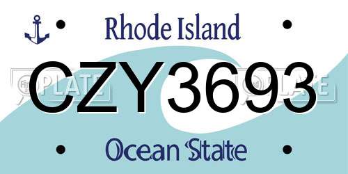 CZY3693 Rhode Island License Plate
