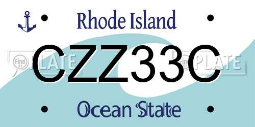 CZZ33C Rhode Island License Plate