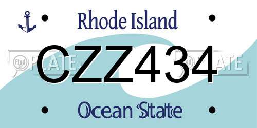 CZZ434 Rhode Island License Plate
