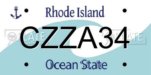 CZZA34 Rhode Island License Plate