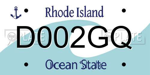 D002GQ Rhode Island License Plate