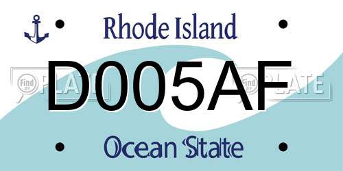 D005AF Rhode Island License Plate