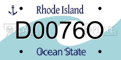 D0076O Rhode Island License Plate