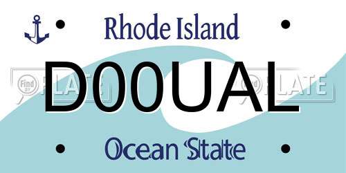 D00UAL Rhode Island License Plate