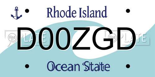 D00ZGD Rhode Island License Plate
