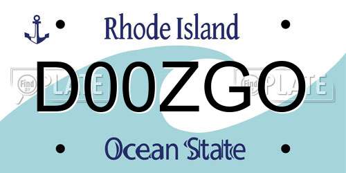 D00ZGO Rhode Island License Plate