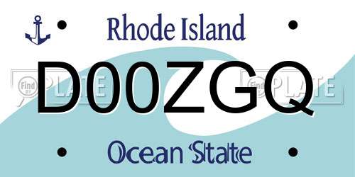 D00ZGQ Rhode Island License Plate