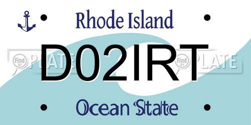 D02IRT Rhode Island License Plate