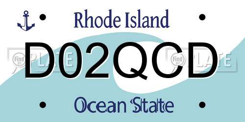 D02QCD Rhode Island License Plate