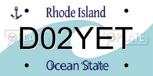 D02YET Rhode Island License Plate