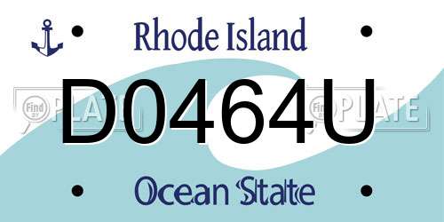 D0464U Rhode Island License Plate