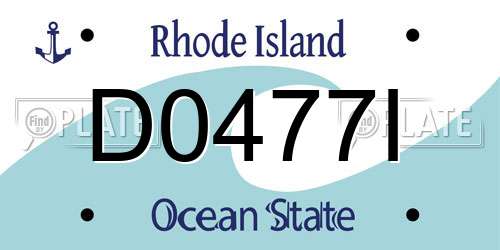 D0477I Rhode Island License Plate