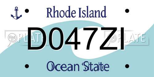 D047ZI Rhode Island License Plate