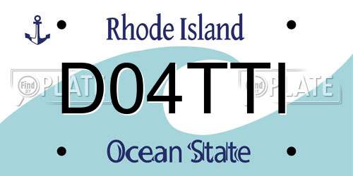 D04TTI Rhode Island License Plate