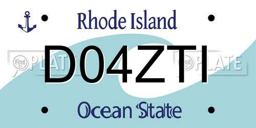 D04ZTI Rhode Island License Plate