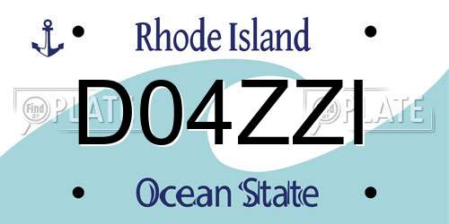 D04ZZI Rhode Island License Plate