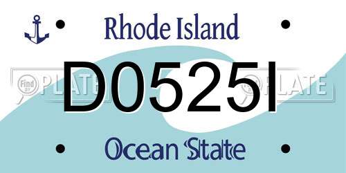 D0525I Rhode Island License Plate