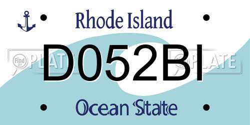 D052BI Rhode Island License Plate