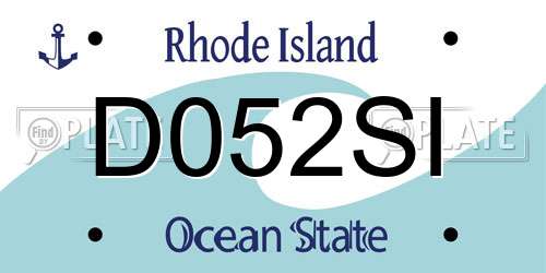 D052SI Rhode Island License Plate